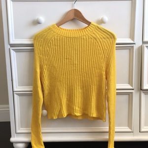 Yellow knitted crew neck sweater
